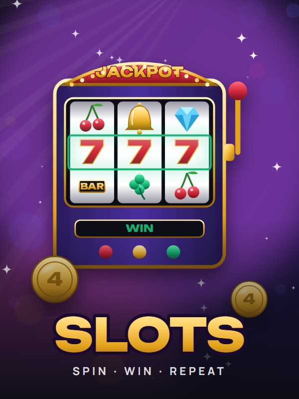 Golden slot machine with three lucky sevens lined up on the win line