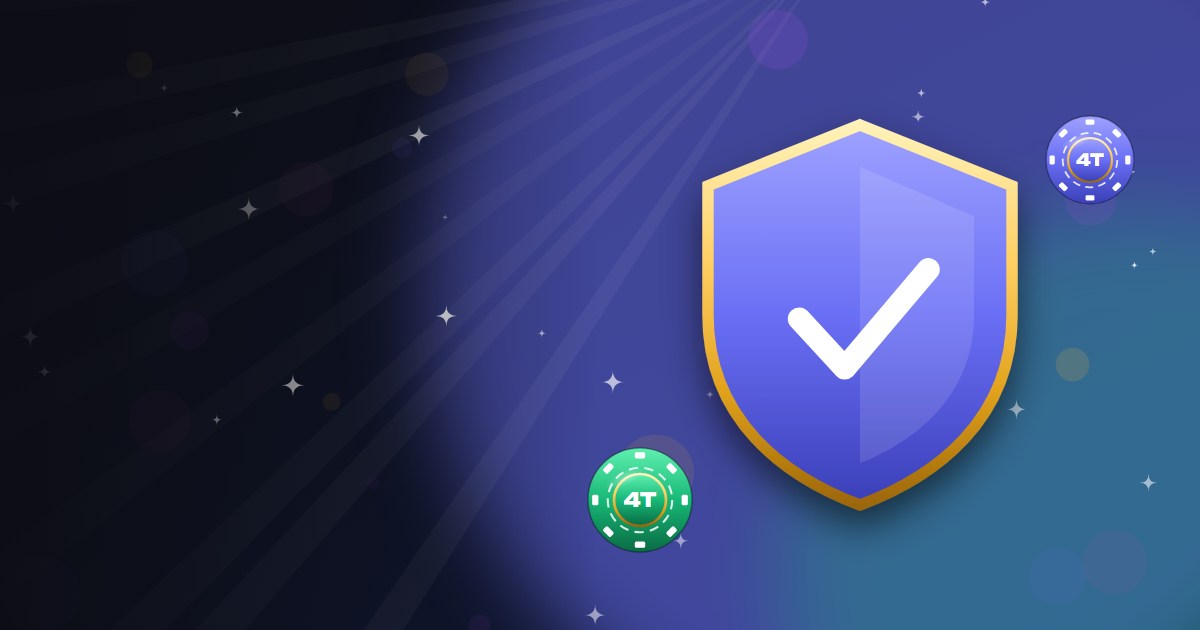 Blue shield with a white check mark representing safe and responsible play